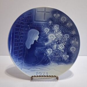 1971 Desiree Christmas Plate The Little Match Girl Denmark 7.5" Wall Art Blue #6